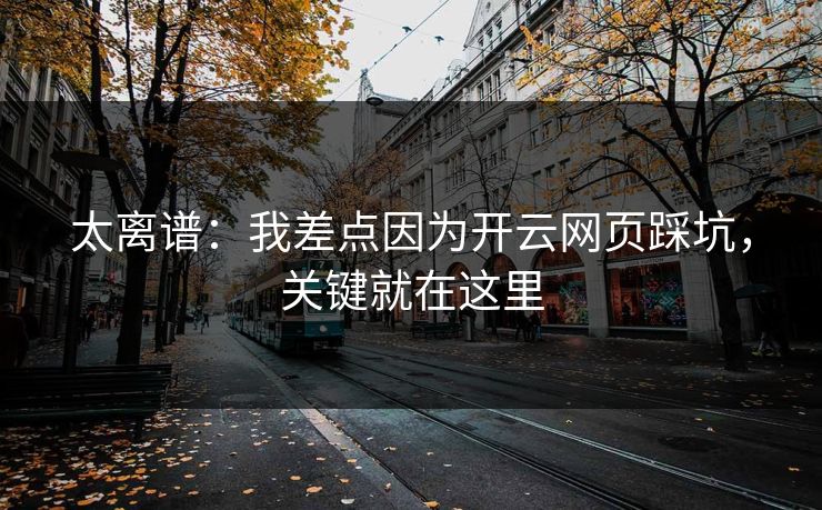 太离谱：我差点因为开云网页踩坑，关键就在这里